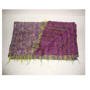 Vintage Kantha Silk Scarf Indian Reversible Scarf Pure Silk Scarf Hijab Shawl Stole ALISSQ0107