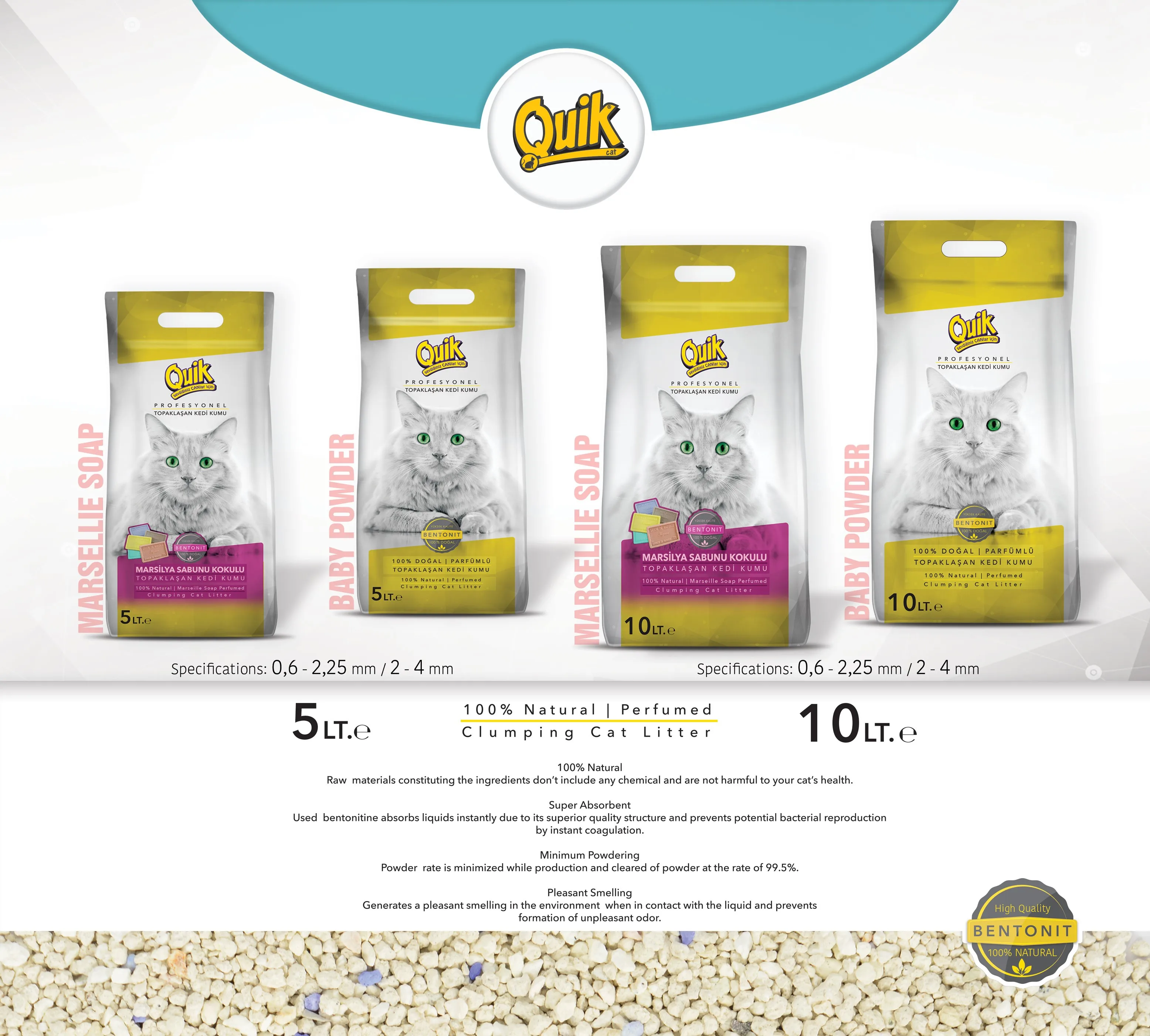 Cat Litter Sand Made In Turkey Quikbentonite Cat Litter 5 Lt Lavender
