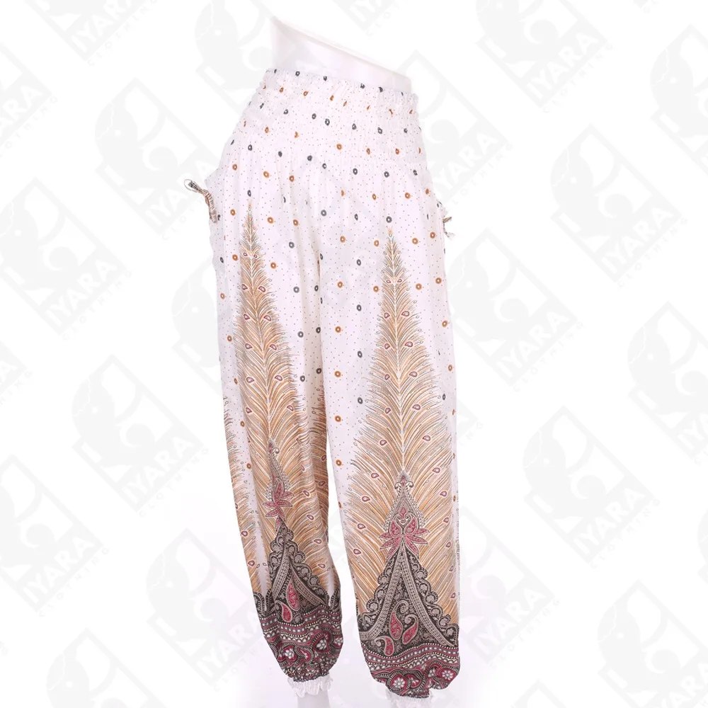 Thai Aladdin Maternity Plus Size High Waist Breathable Quick-Dry Eco-Friendly Printed Harem Yoga Pants Pockets Ankle-Length