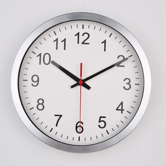 Custom Company Name Aluminum Quartz Round Clock Wall Metal