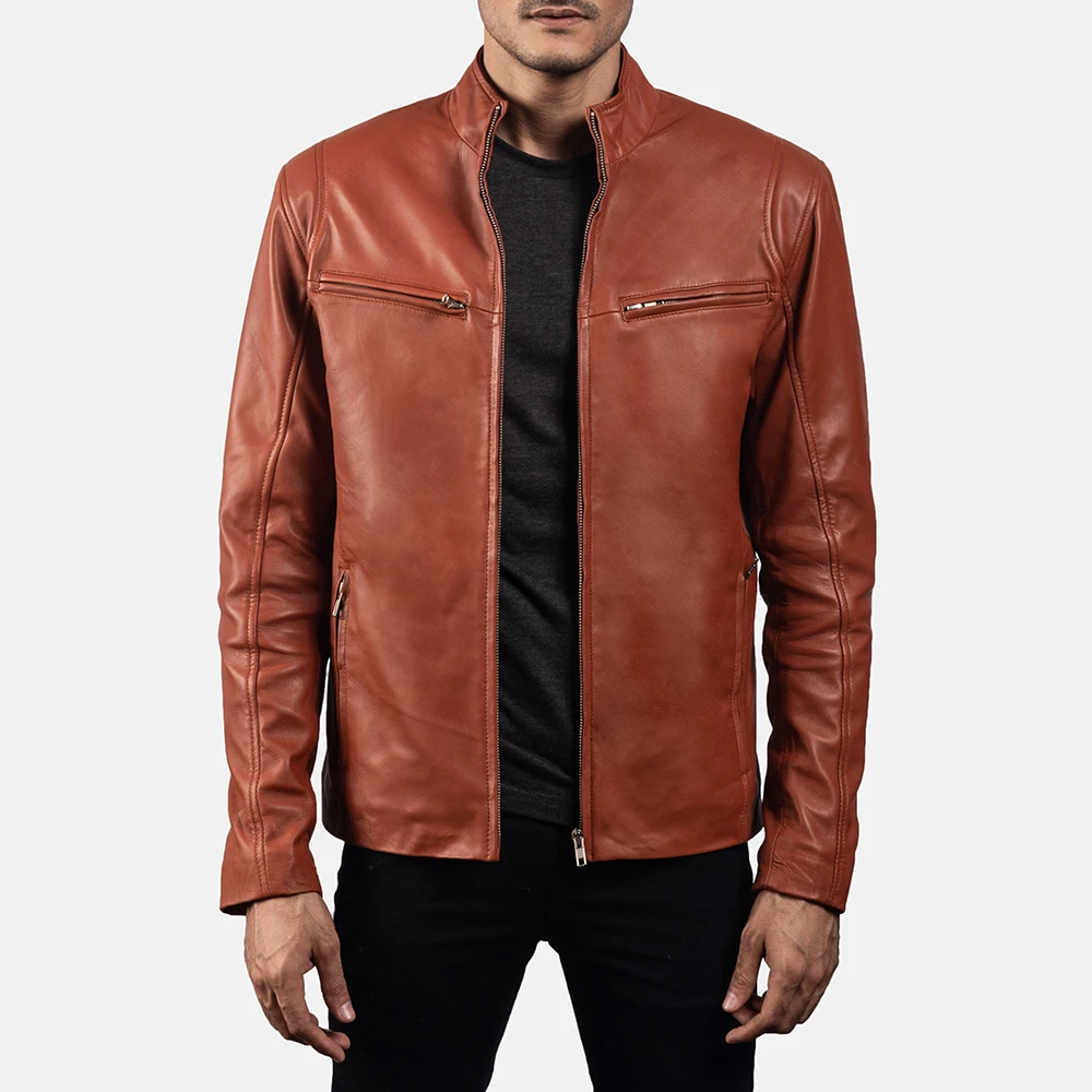 Buy Biker Jacket,Leather Jacket,Brown 