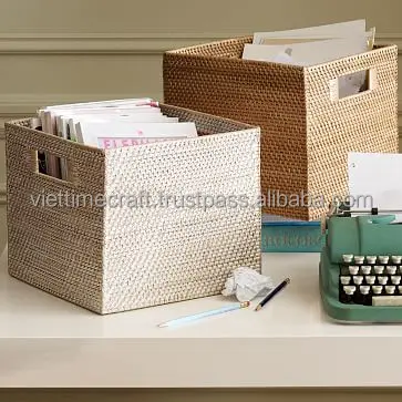 Under Bed Wicker Rattan Basket Rectangular Shape/ Home Storage Wholesale