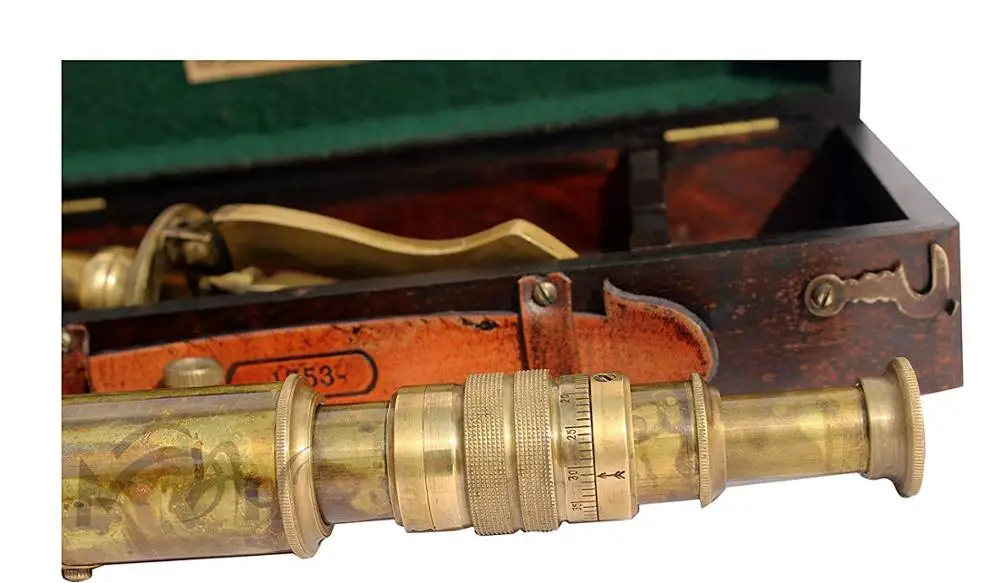 Stand Telescope Vintage Style Marine Spyglass Brass With Wooden 11 Inch