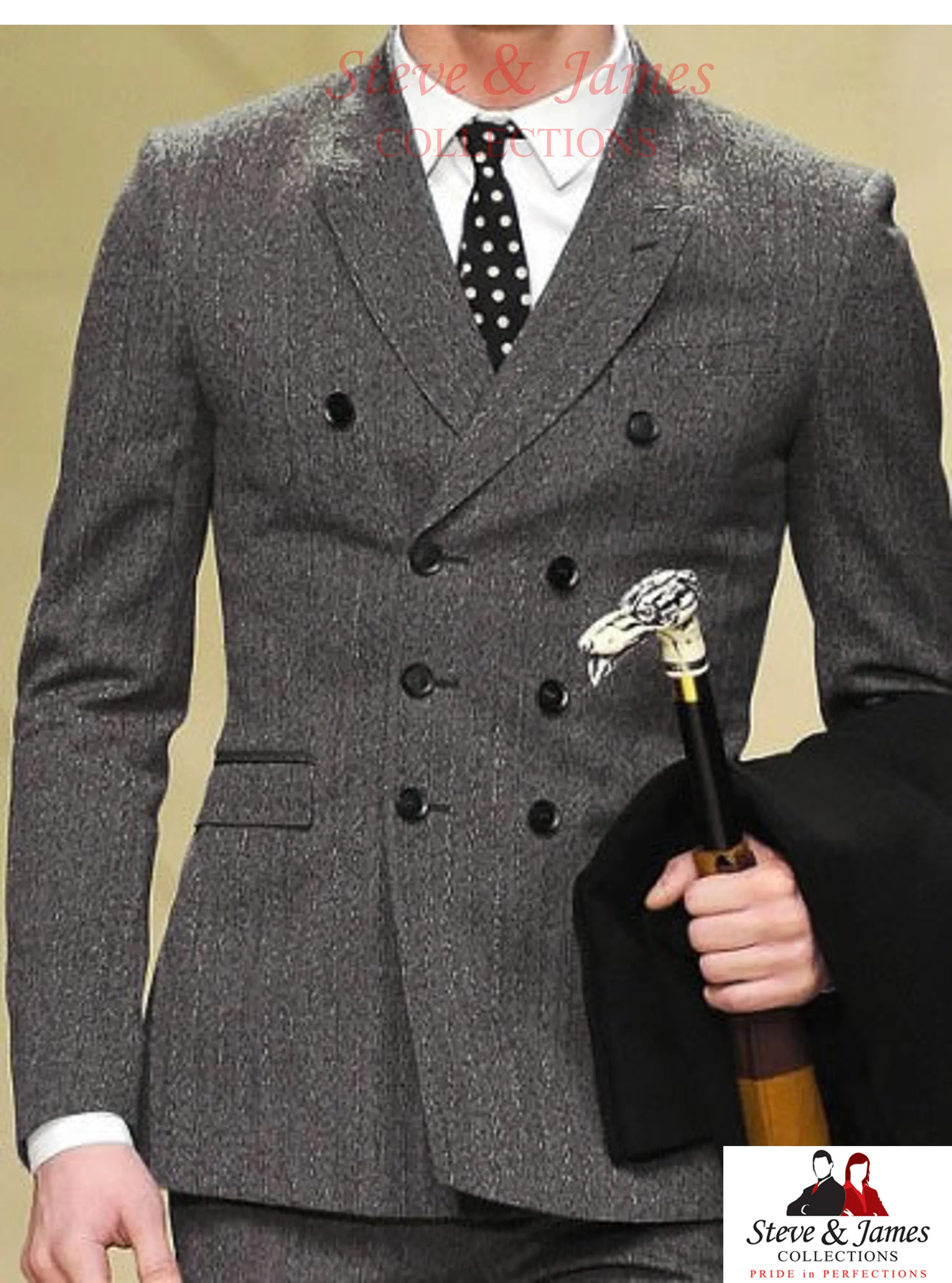 2021 New Design Slim Fit Double Breasted Peaked Lapel Blazer for Men Suit