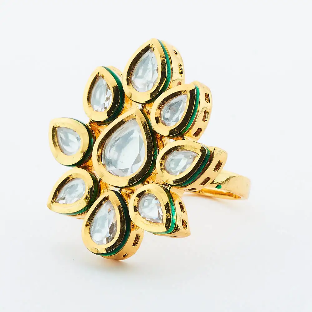 Fancy Kundan Finger Ring Wholesalers 