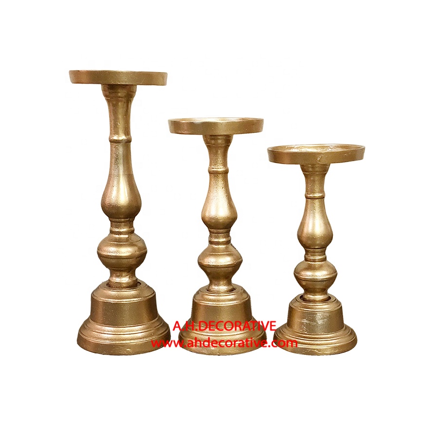 Embossed Design Floor Standing Candle Pillar Holder New Luxuries Metal