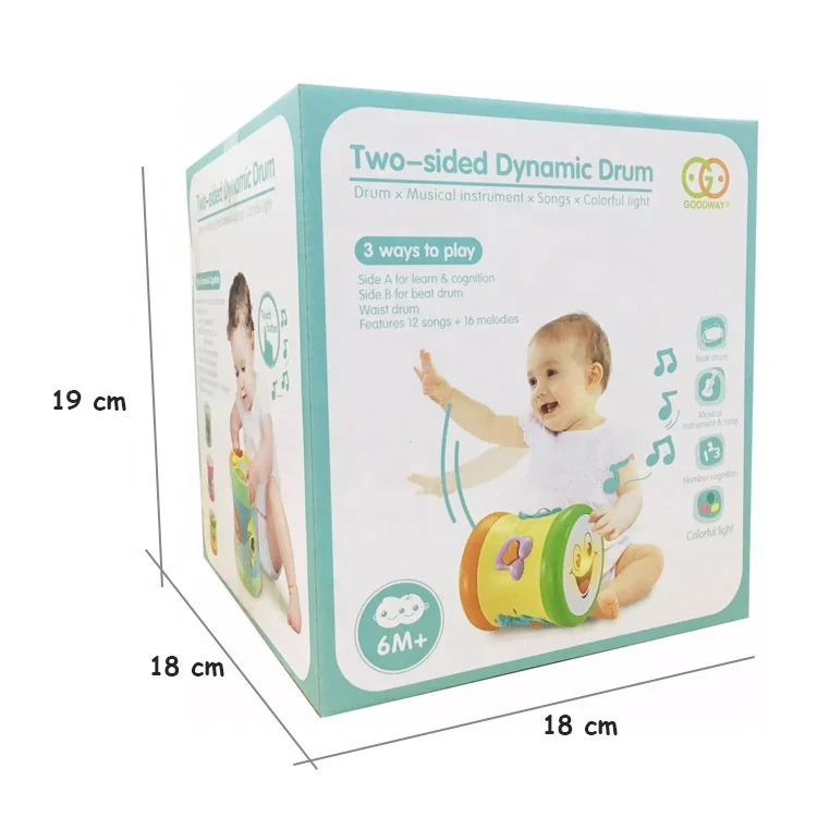 Two-sided Dynamic Rolling Infant Baby Musical Hand Beat Drum Toy