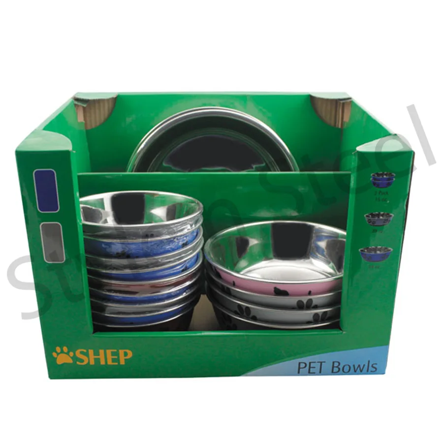 Pet Bowl With Pdq Box Stainless Steel Dog Bowl With Box Logo Custom