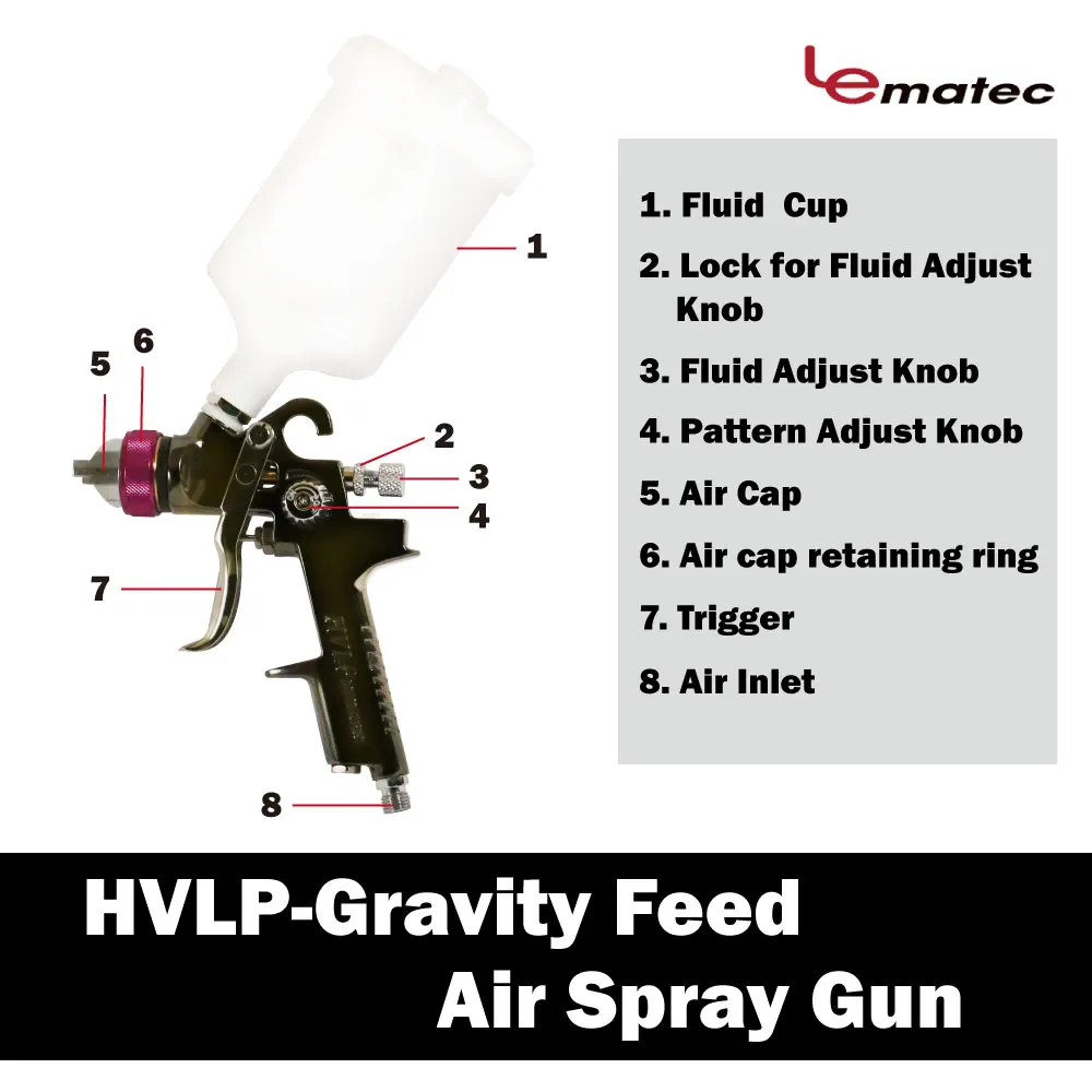 Hvlp Spray Gun With 1.4 Mm Tip For Base Coats Metallic Paint Whole Car
