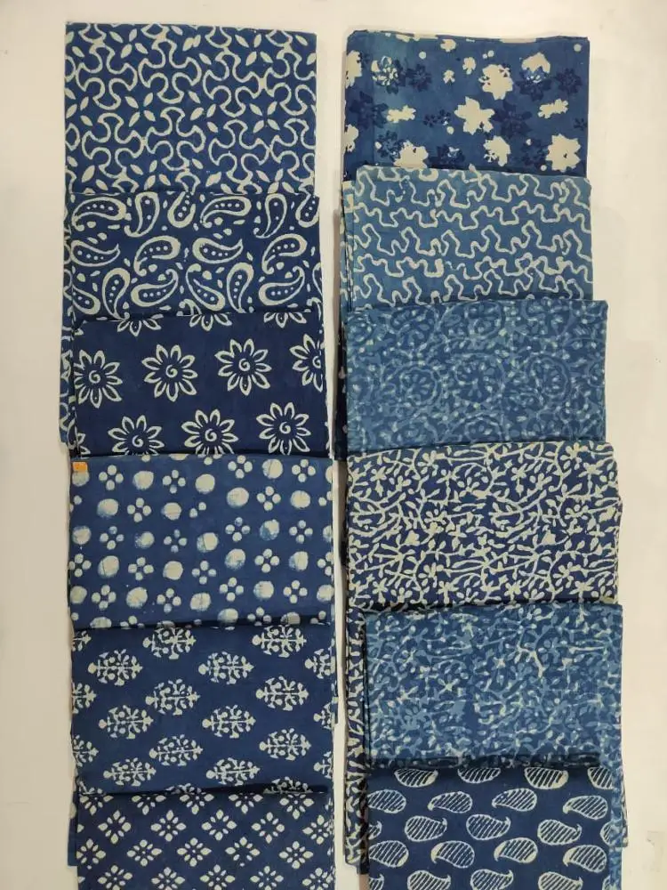 
 Индийская оптовая продажа, хлопковая ткань с принтом ручной работы, синяя ткань индиго  