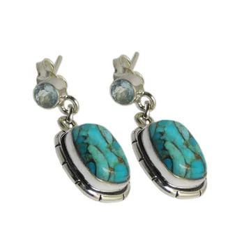 wholesale price silver earrings blue turquoise earrings Indian jewellery 925 sterling silver girls fashion earrings anniversary