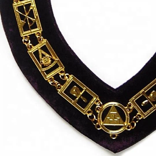 Воротник с цепочкой Masonic Regalia Royal Arch-Золотой/Серебряный на фиолетовом + Бесплатный чехол