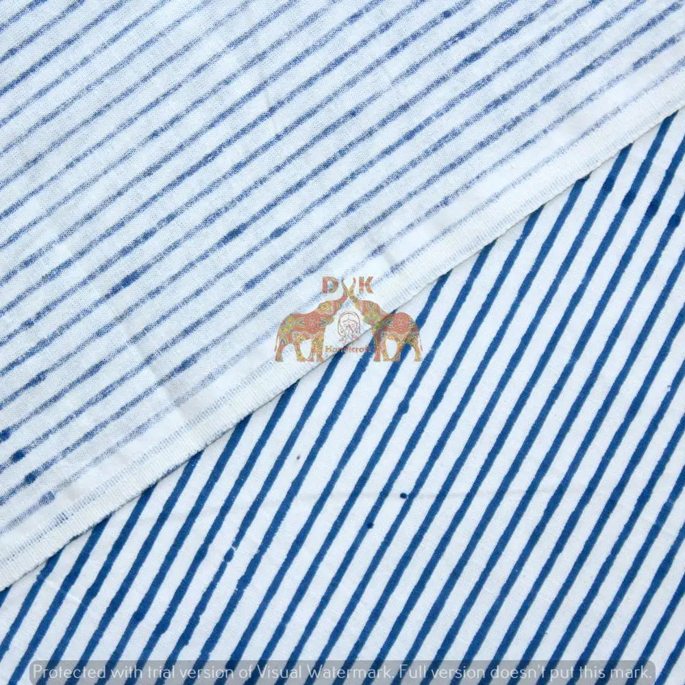 Голубая полосатая Легкая Вуаль, ткань с ручным принтом, мультипликационный 100% чистый хлопок, одежда, платье, материал