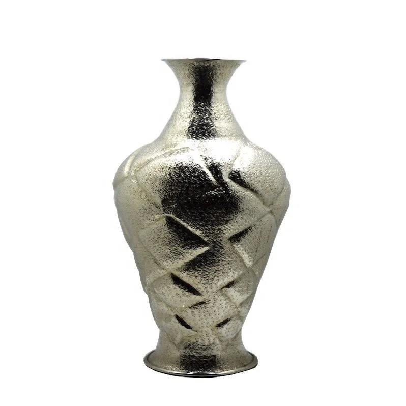 Aluminium Handmade Diamond Design Nickle Plated Flower Vase Home Decoration Or Wedding Parties