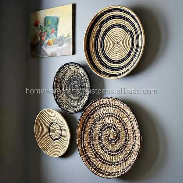 Latest Design Seagrass Disc Wall Basket / Vintage Seagrass Wall Plate