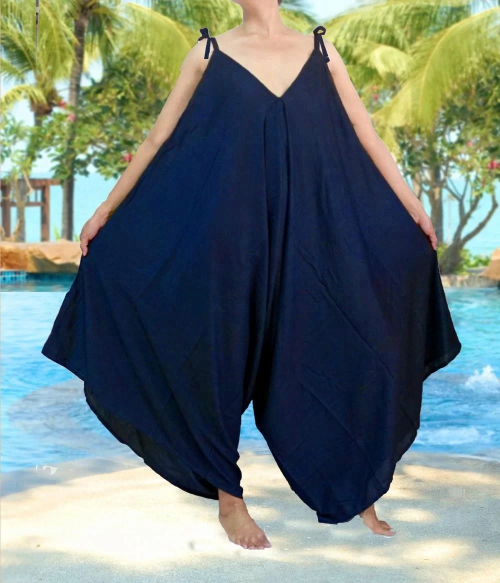 Комбинезон-шаровары Alladin в стиле хиппи в стиле бохо, комбинезон для йоги с широкими штанинами, однотонные вискозные цвета