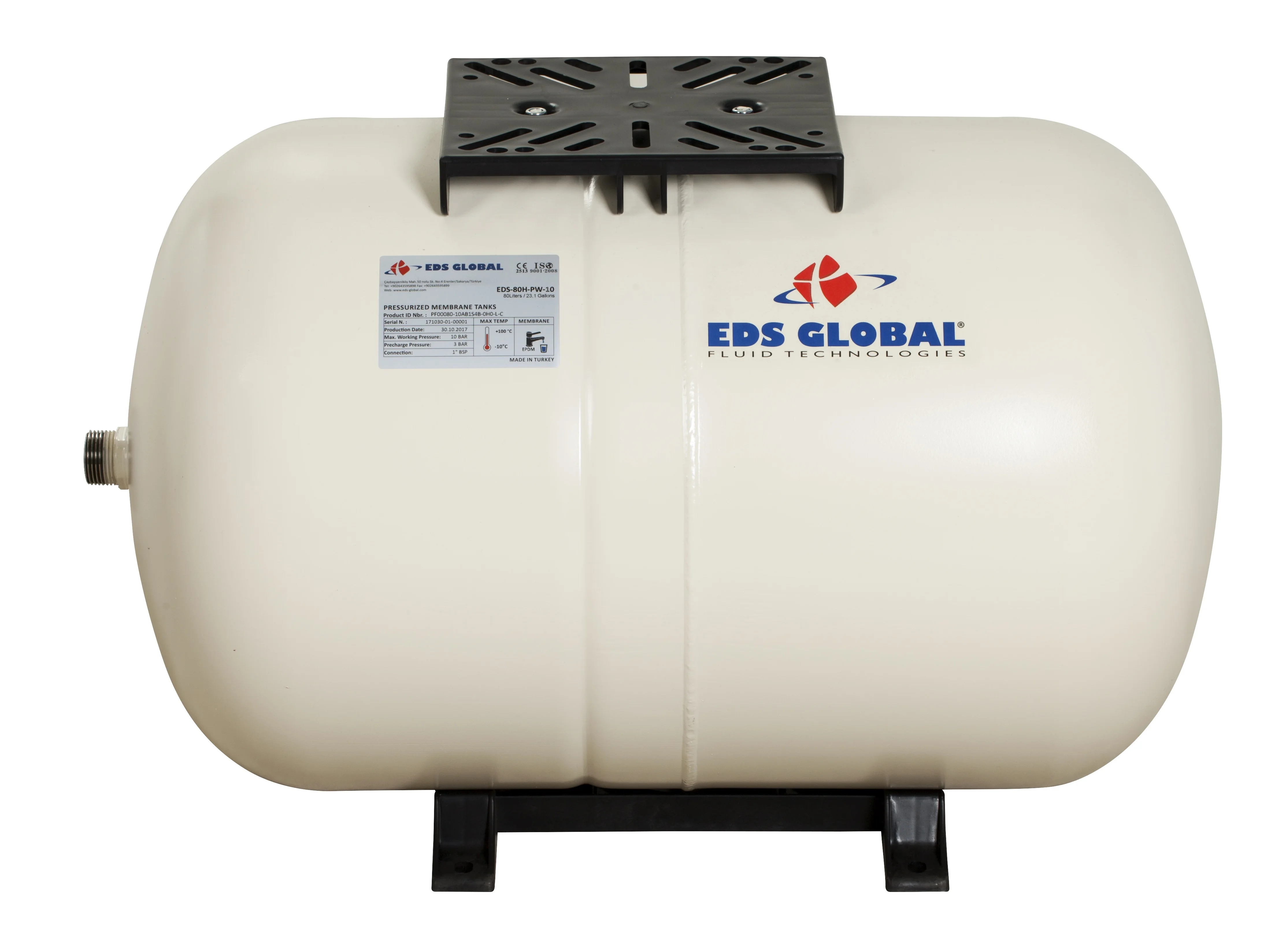 24 LT  EDS GLOBAL Horizontal Diaphragm Pressure Tank Expansion Vessel Pressure Vessel Water Pump Tank