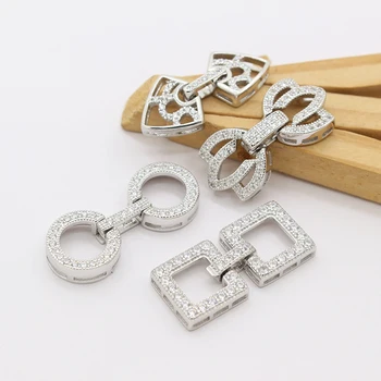 Wholesale 925 sterling silver accessory high-end grade strands clasp connector with cubic zirconia for pearl chain making