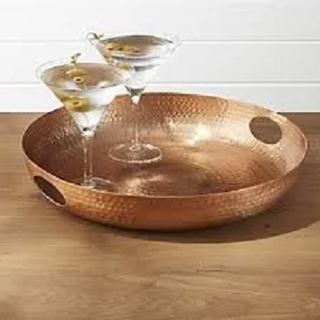 Круглый медный сервировочный поднос