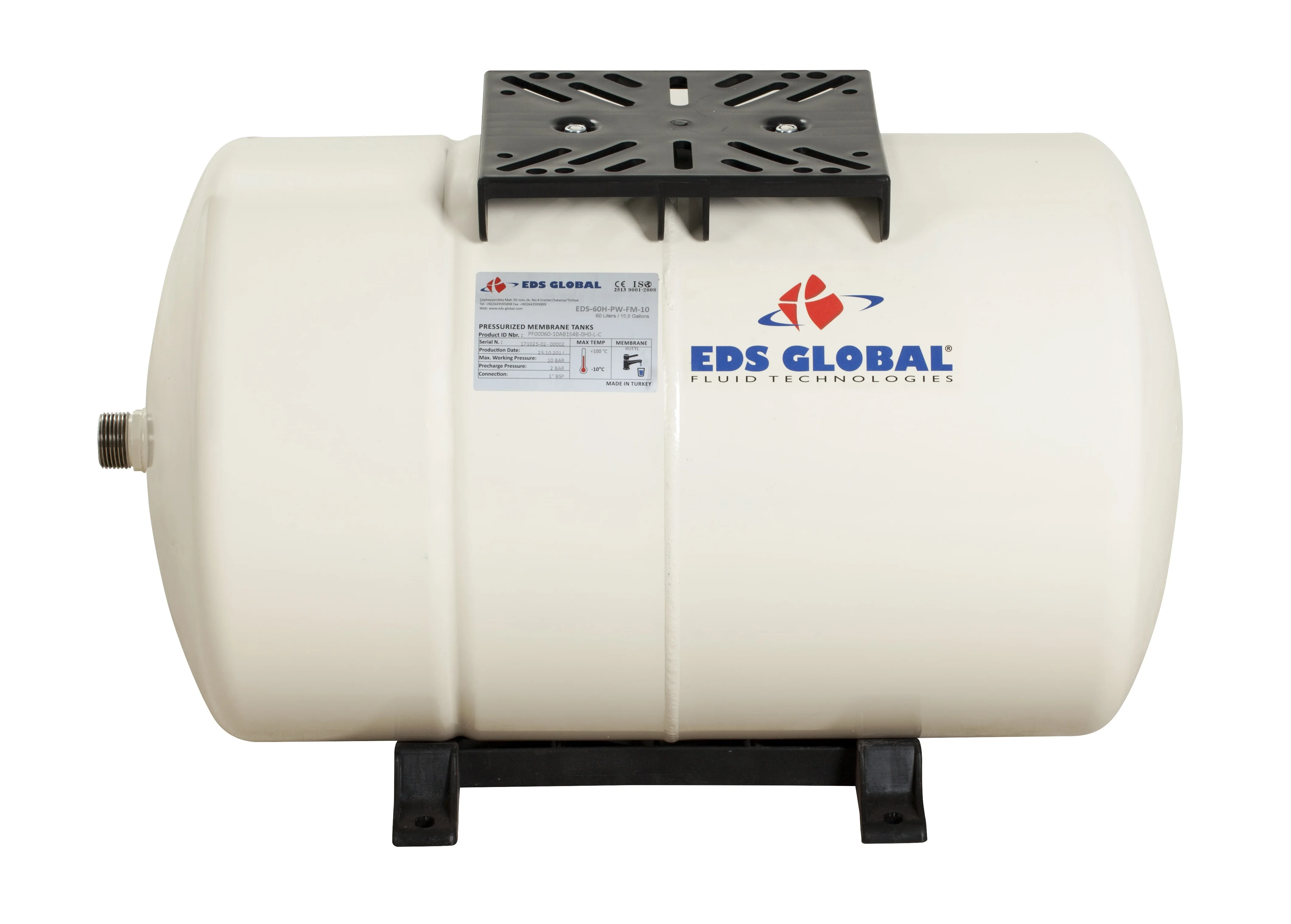 50 LT  EDS GLOBAL Horizontal Diaphragm  Pressure Tank Expansion Vessel  Pressure Vessel  Water Pump Tank