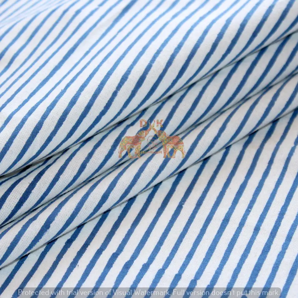 Голубая полосатая Легкая Вуаль, ткань с ручным принтом, мультипликационный 100% чистый хлопок, одежда, платье, материал