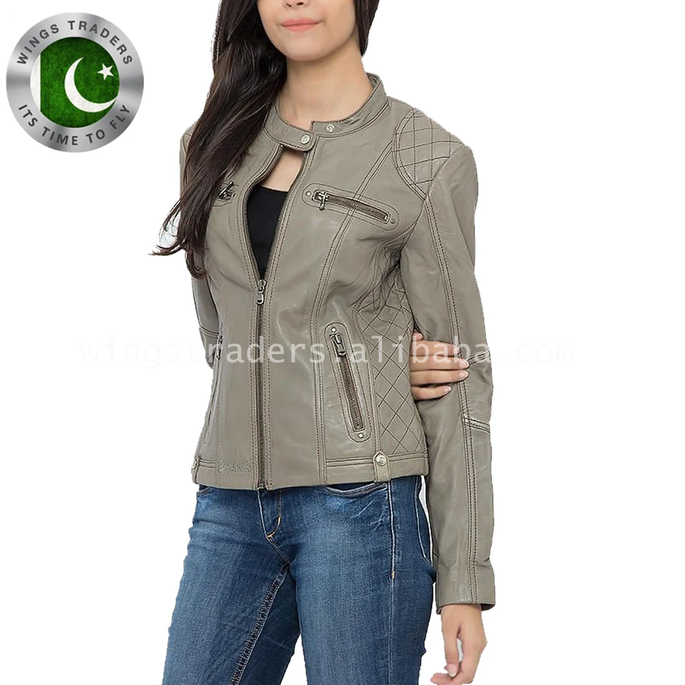 pale grey leather jacket
