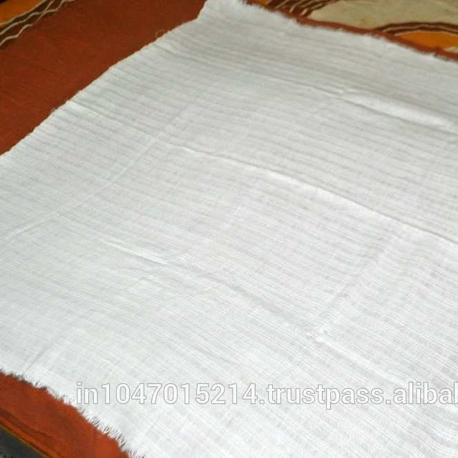 Белый на белом 100% льняная полосатая ткань ручной