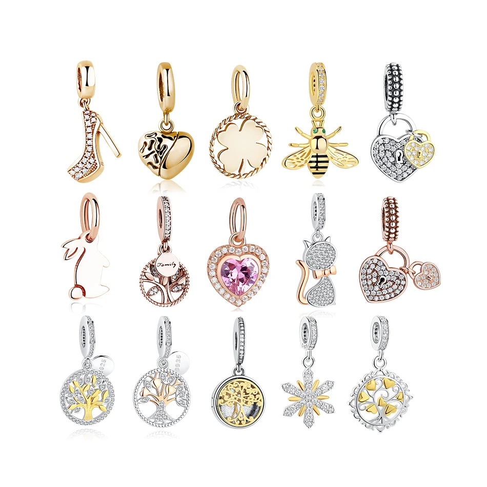 ΧΟΝΔΡΙΚΟ ΕΜΠΟΡΙΟ 925 Sterling Silver Pendant Charms, European gold pendant Bee Charm Shoes Beads For Jewelry Making