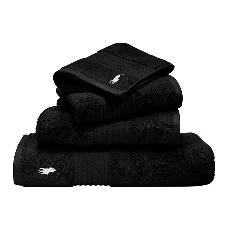 حسب الطلب 100% Cotton Black Towel Beauty Hair Drying Bleach Proof Salon Spa Hairdressing Towels for Barbershop