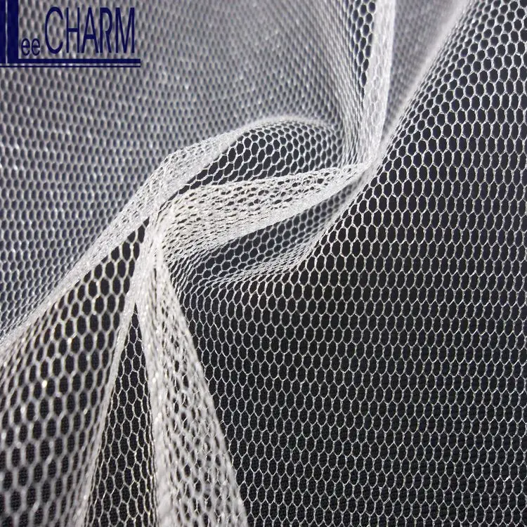 LCSH501 30D 21gsm шестигранное нейлоновое свадебное платье цвета слоновой кости Тюль Ткань блеск