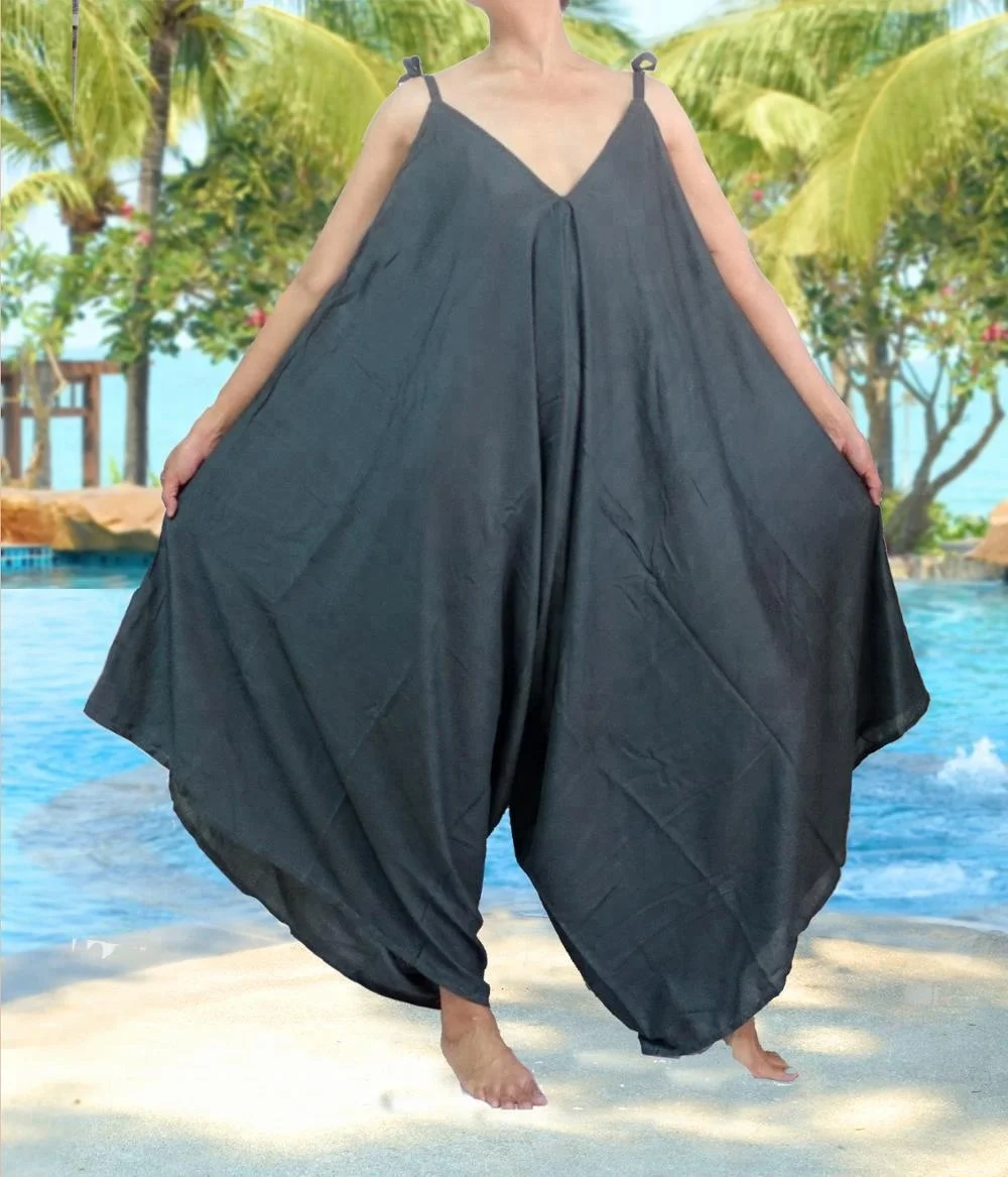 Комбинезон-шаровары Alladin в стиле хиппи в стиле бохо, комбинезон для йоги с широкими штанинами, однотонные вискозные цвета