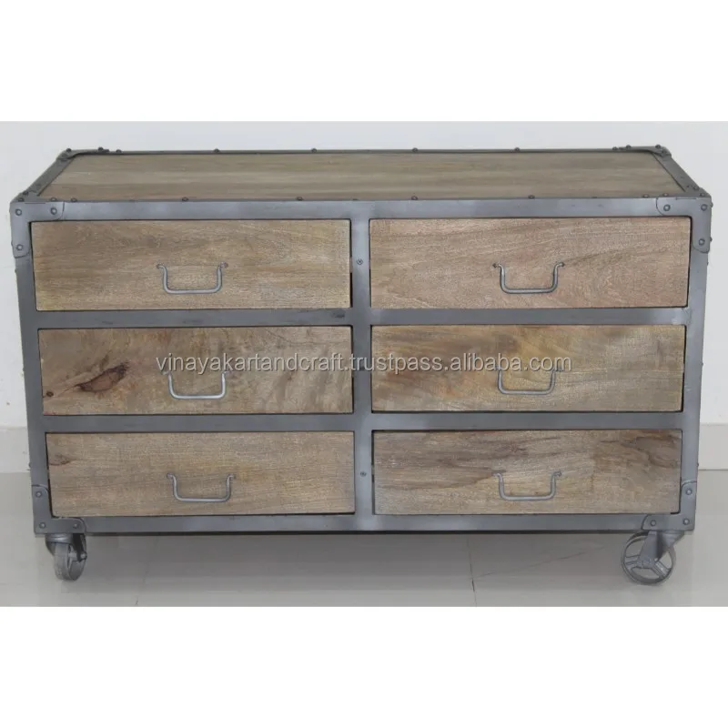 Industrial Chest Of Drawers On Wheels Vintage Industrial Iron Metal 6 Drawers Storage Cabinet On Wheels Multi Drawer Cabinet Buy Industrial Chest Of Drawers Wood Vintage Industrial Cabinet And Chest Of Drawers Vintage