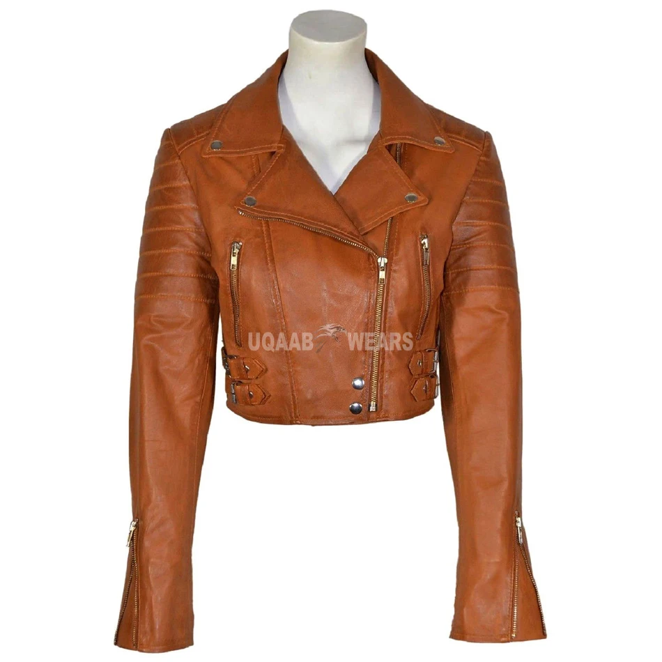 cropped fitted leather jacket