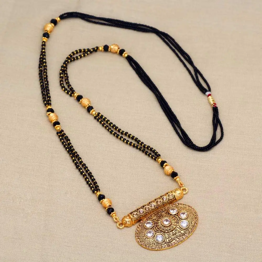 gold plated american diamond mangalsutra