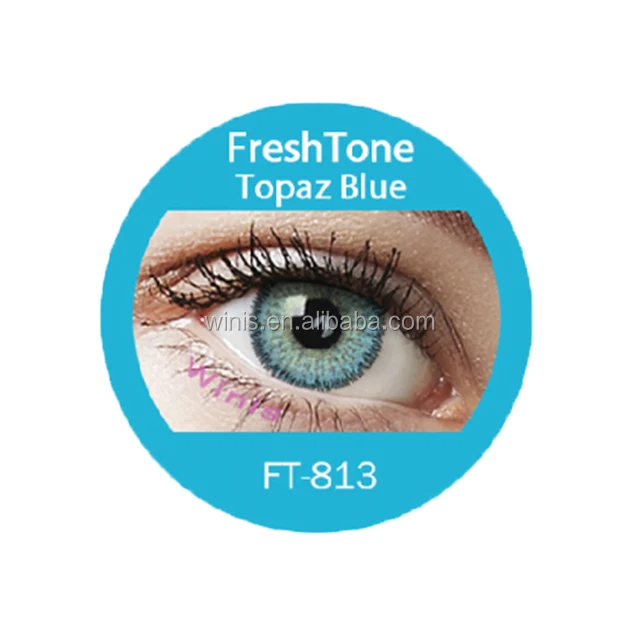 Цветные косметические контактные линзы FreshTone Premium Topaz blue FT-813 из Кореи
