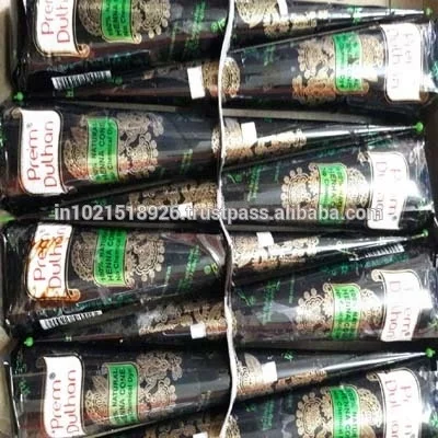 Prem Dulhan 100% Pure Natural, No Chemical 12 Pieces Black Mehandi cone  300gm (Pack of 2) Natural Mehendi Price in India - Buy Prem Dulhan 100%  Pure Natural, No Chemical 12 Pieces