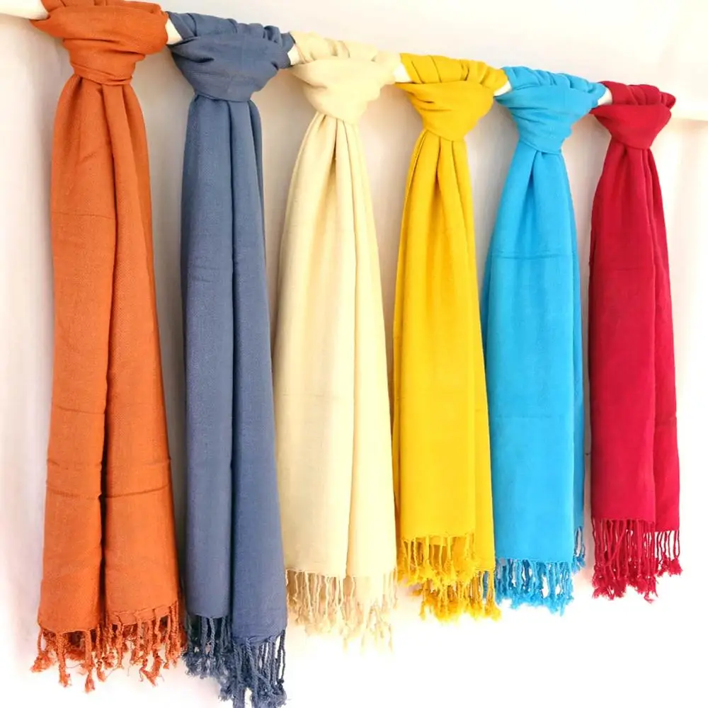 Assorted Solid & Printed Pashmina Cotton Scarves for Ladies Elegant Summer Shawls with Custom Logo Made in India