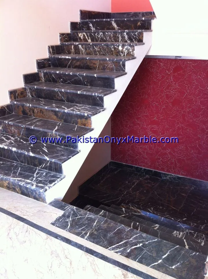 Высококачественные мраморные ступени для ступенек, черные и Золотые Мраморные современные дизайнерские украшения для дома и офиса, лестницы из натурального мрамора