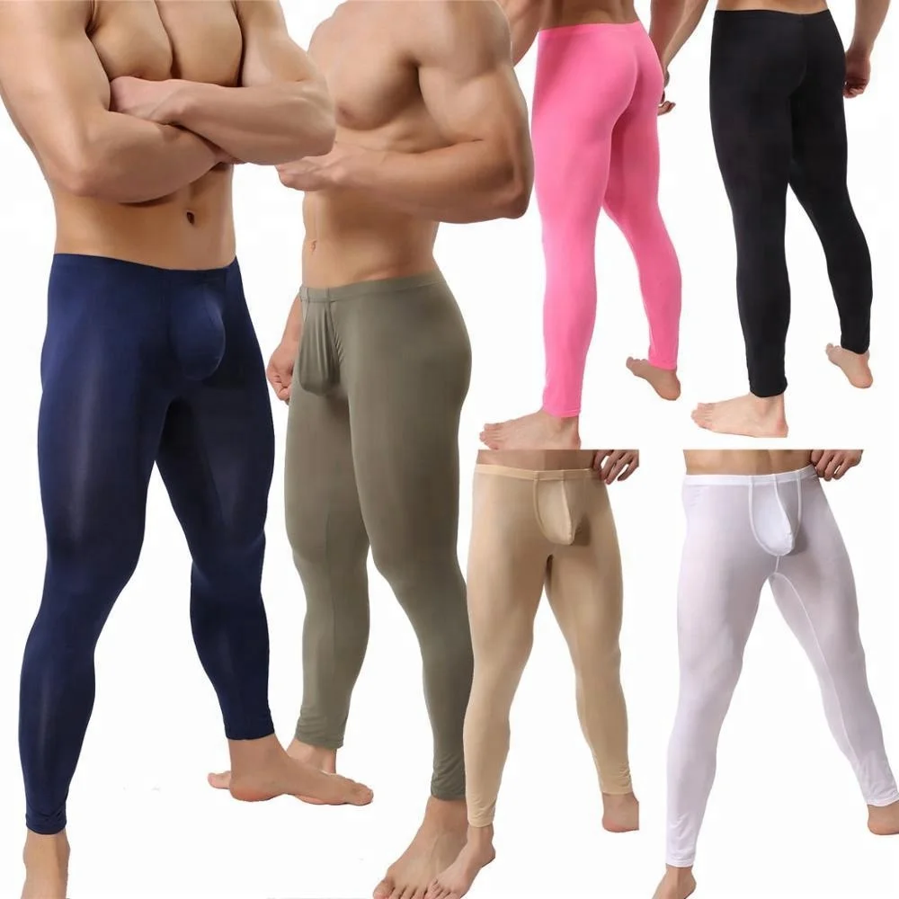 about Men's Tight Slim Fitness Underwear Bulge Pouch Long Pants Trouse...