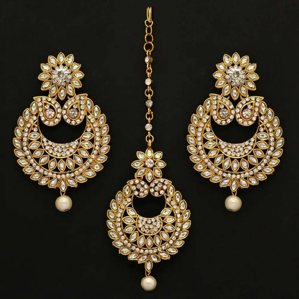 Buy Kundan Earrings,Maang Tikka With 