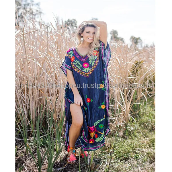 Vestido Largo Estilo Caftán De Encaje Bohemio Para Mujer Vestido Largo Estilo Caftán De Encaje Bohemio Para Mujer