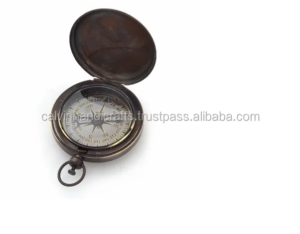 Brass Black antique pocket compass