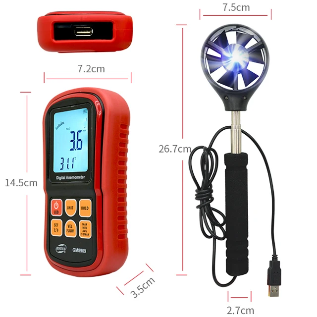 Benetech GM8909 Digital Anemometer Wind Speed and Temperature Tester