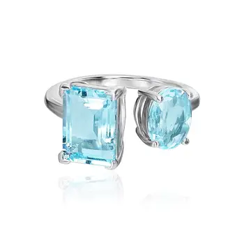 925 Sterling Silver Blue Topaz Engagement Ring