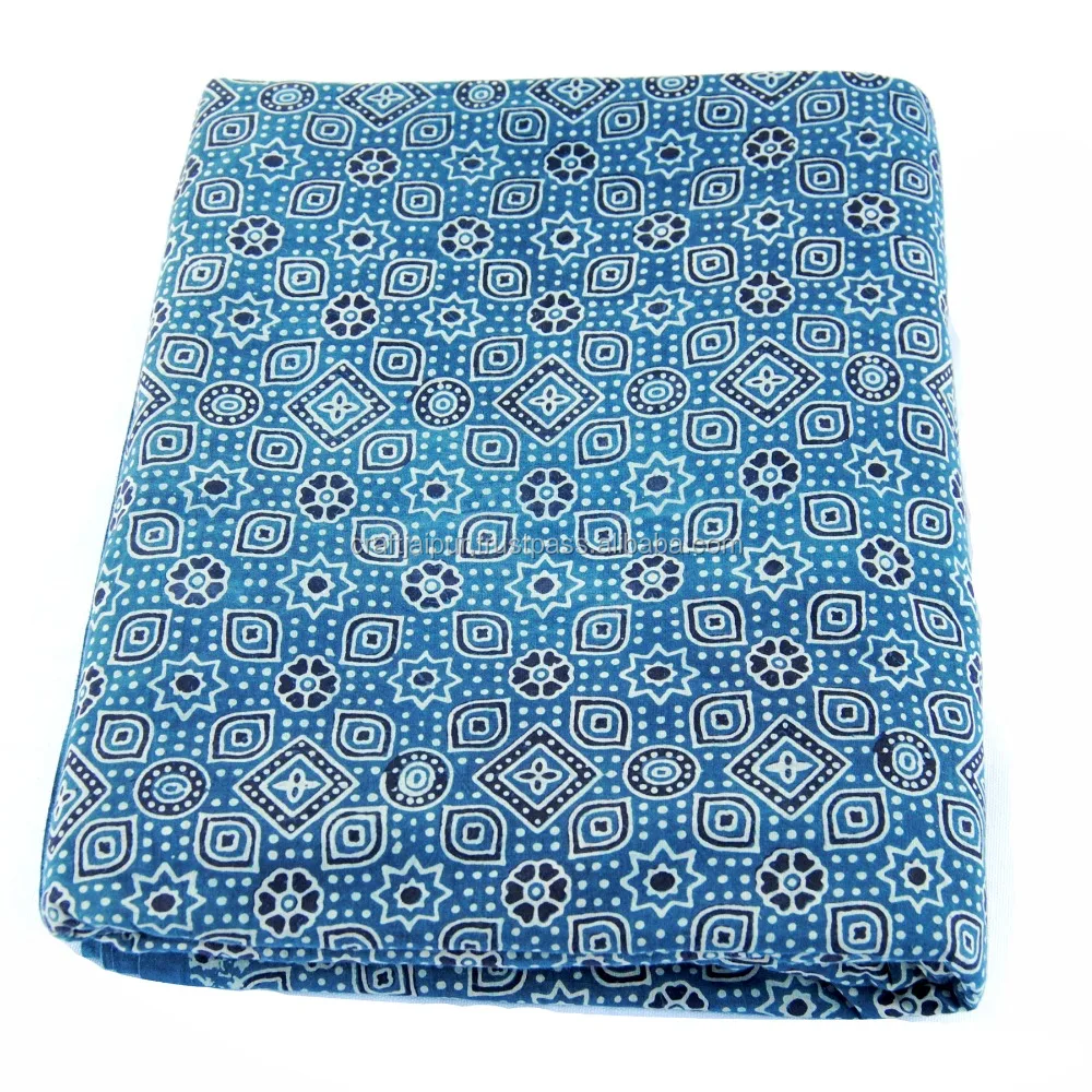 Sanganeri хлопковая вуаль ручной работы с принтом из деревянных блоков легкая синяя ткань Индиго для шитья оптовая