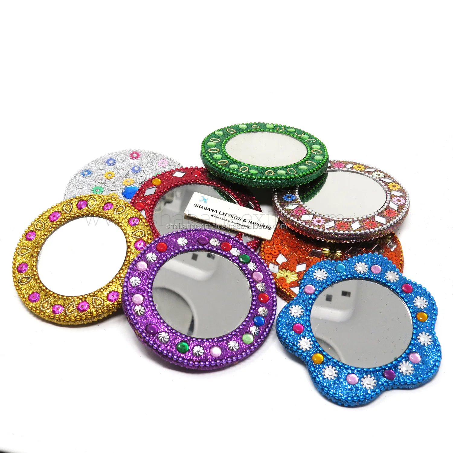 Indian Cosmetic Small Look Mirror Rajasthani Mirrors Single Sided Pocket Mirror