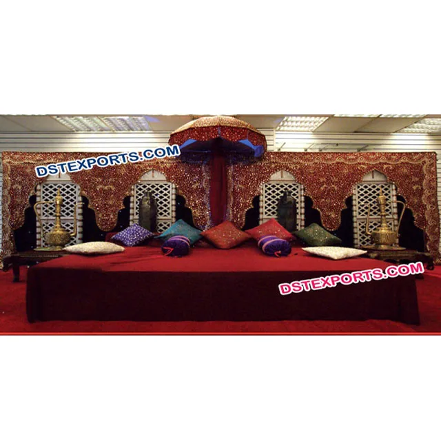 New Design Wedding Backdrop Curtain Embroidered Wedding Temple Style Backdrop Indian Wedding Mandap Backdrop Curtains