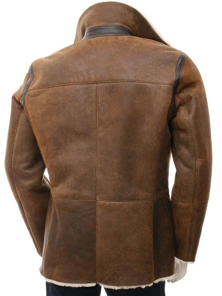 00s ekam sheepskin leather single jacket Men's Shearling Sheepskin