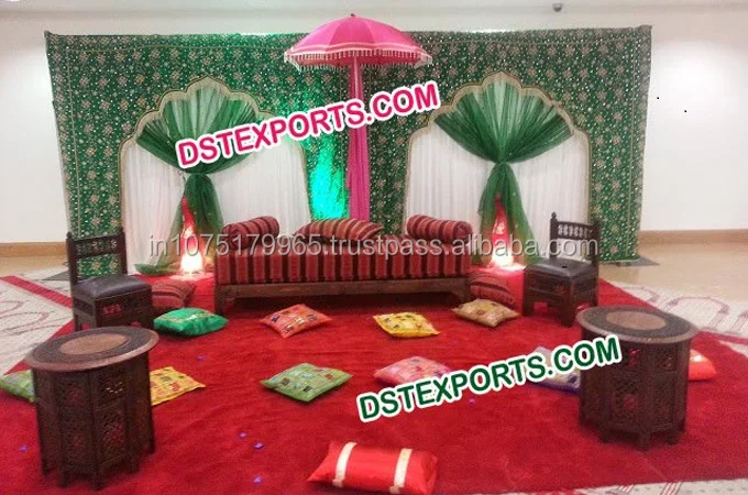 New Design Wedding Backdrop Curtain Embroidered Wedding Temple Style Backdrop Indian Wedding Mandap Backdrop Curtains