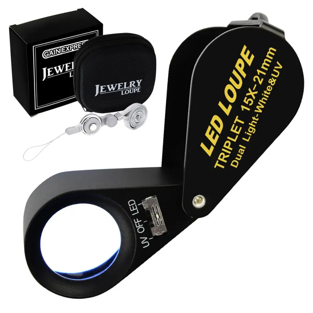 30X Loupe Illuminée, 6 Lumières Bureau Loupe en Métal Portable Échelle